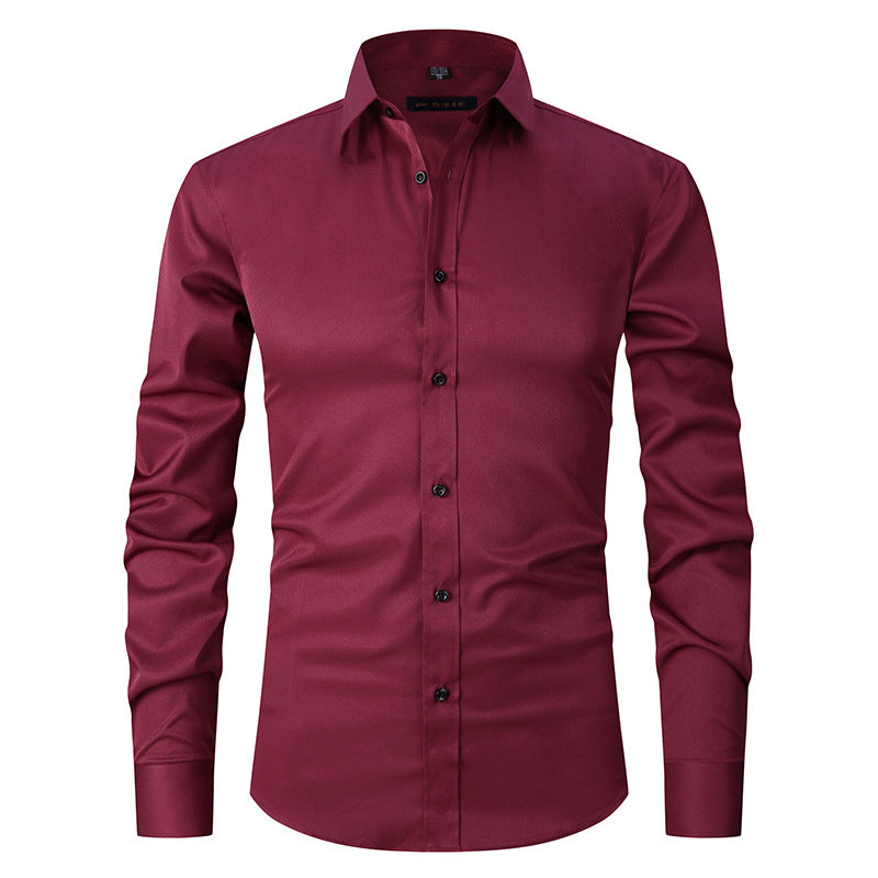 Men's Stretch Solid Long Sleeve Shirts