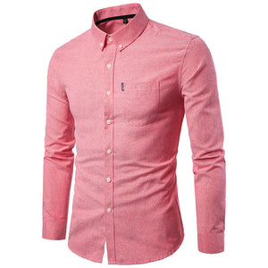 Men's Slim Fitting Solid Color Long Sleeved Shirt