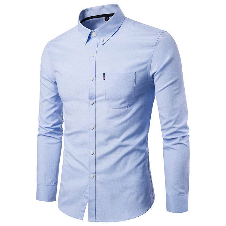 Men's Slim Fitting Solid Color Long Sleeved Shirt