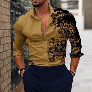 Men's Gradient Printed Long Sleeved Shirt
