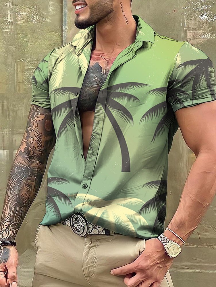 Men's Hawaiian Polo Holiday Shirt - D