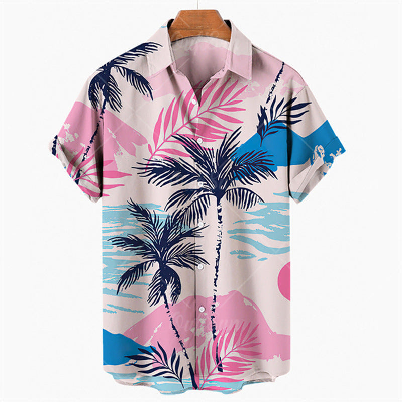 Hawaiian Printed Loose Fitting Short Sleeved Shirts