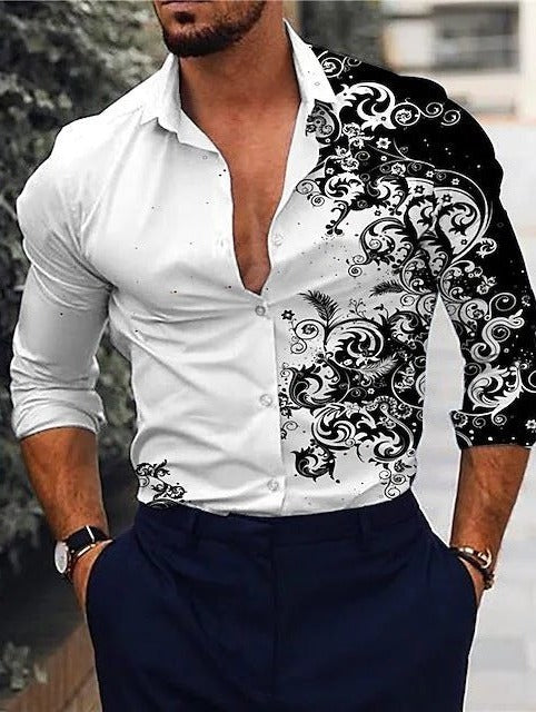 Men's Gradient Printed Long Sleeved Shirt