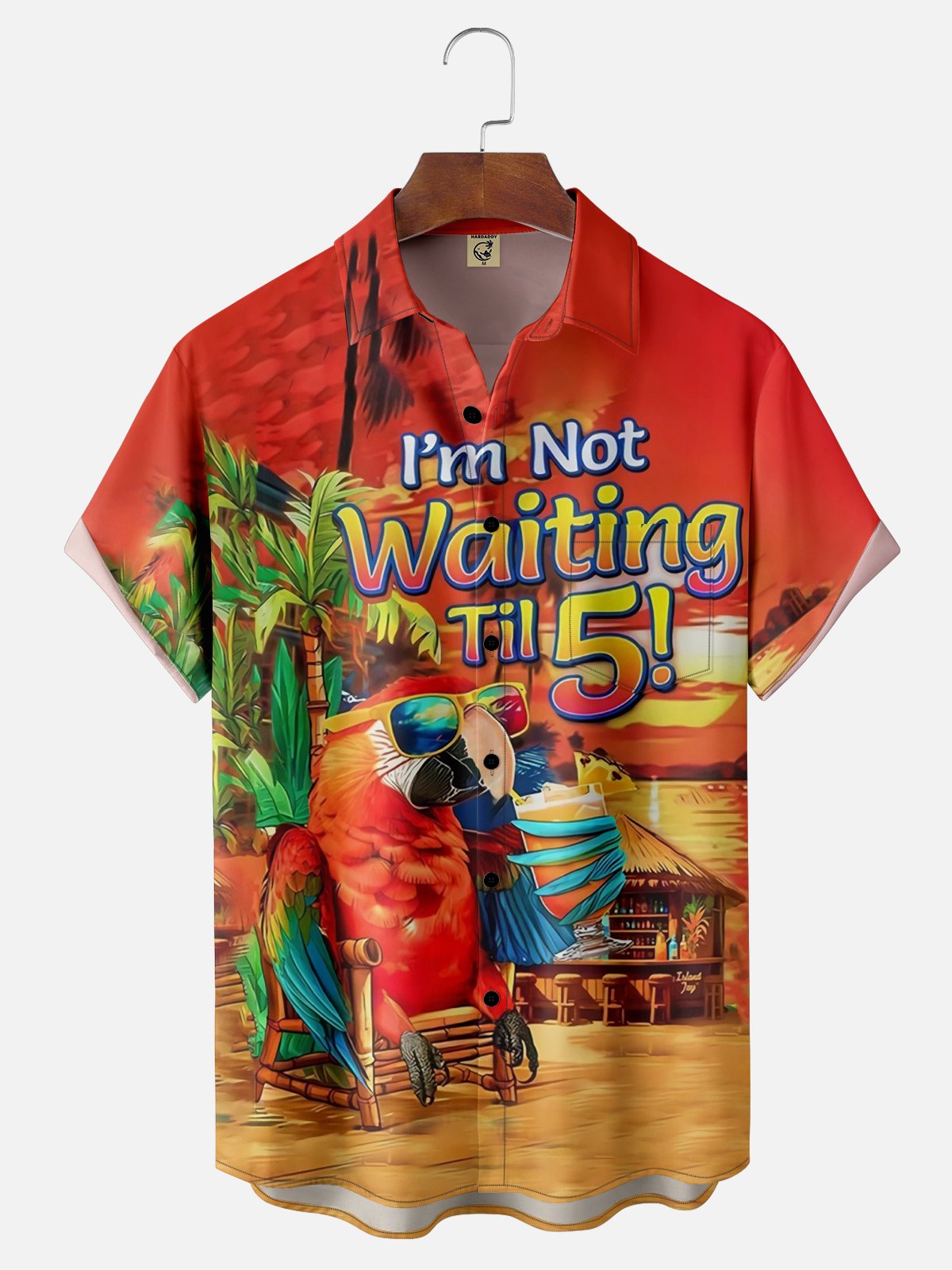 Moisture-wicking Is Now 5 o'clock Art Illustration Chest Pocket Hawaiian Shirt