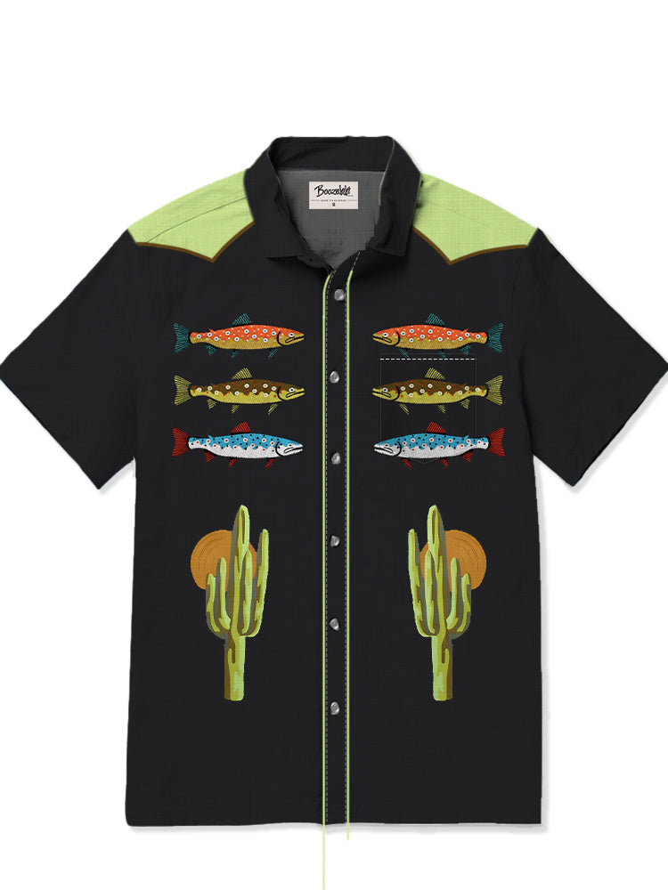 Cactus And Fish - Slub Linen Shirt