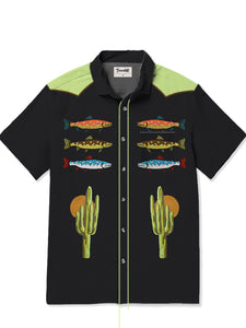 Cactus And Fish - Slub Linen Shirt