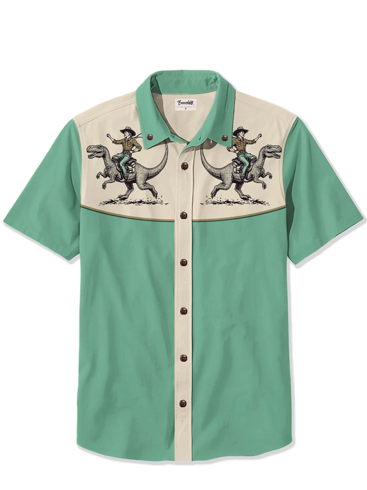 Cowboy Riding A Dinosaur - 100% Cotton Shirt