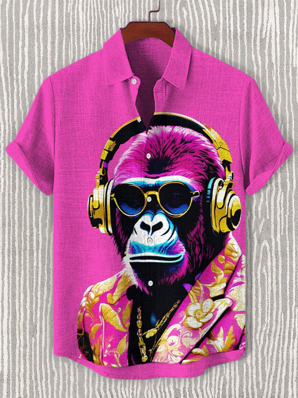 Men's Funky Gorilla Art Print Casual Shirt