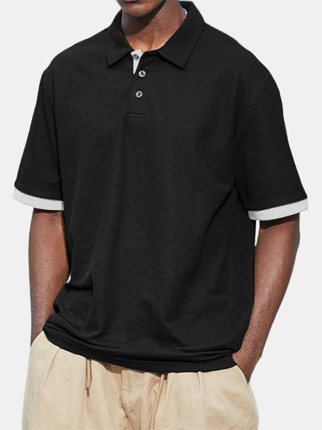 Men's Contrast Color Casual Daily Polo Shirt