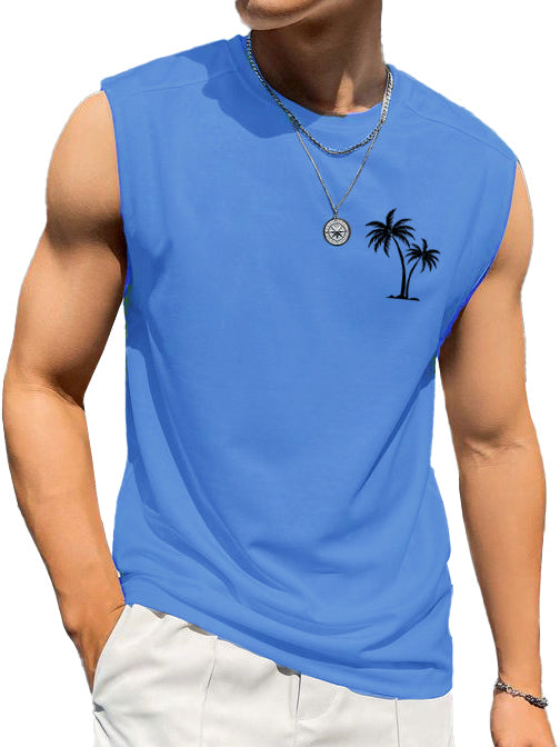 Hawaiian Beach Casual Coconut Print Sleeveless Vest