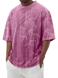 Men's Bamboo Leaf Print Short Sleeve T-Shirt