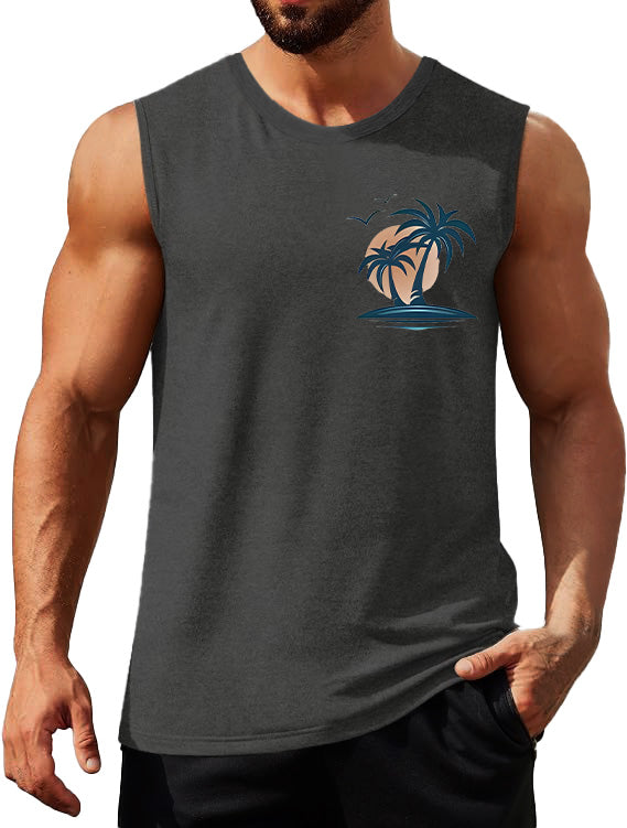 Men's Coconut Sunset Fitness Casual Sleeveless Tank Top