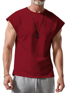 Men's Summer Round Neck Pure Cotton Casual Solid Color Sleeveless Vest