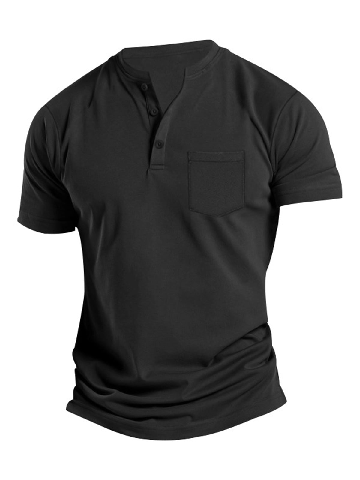 Men's Summer Solid Color Pocket Casual Short Sleeve POLO Shirt