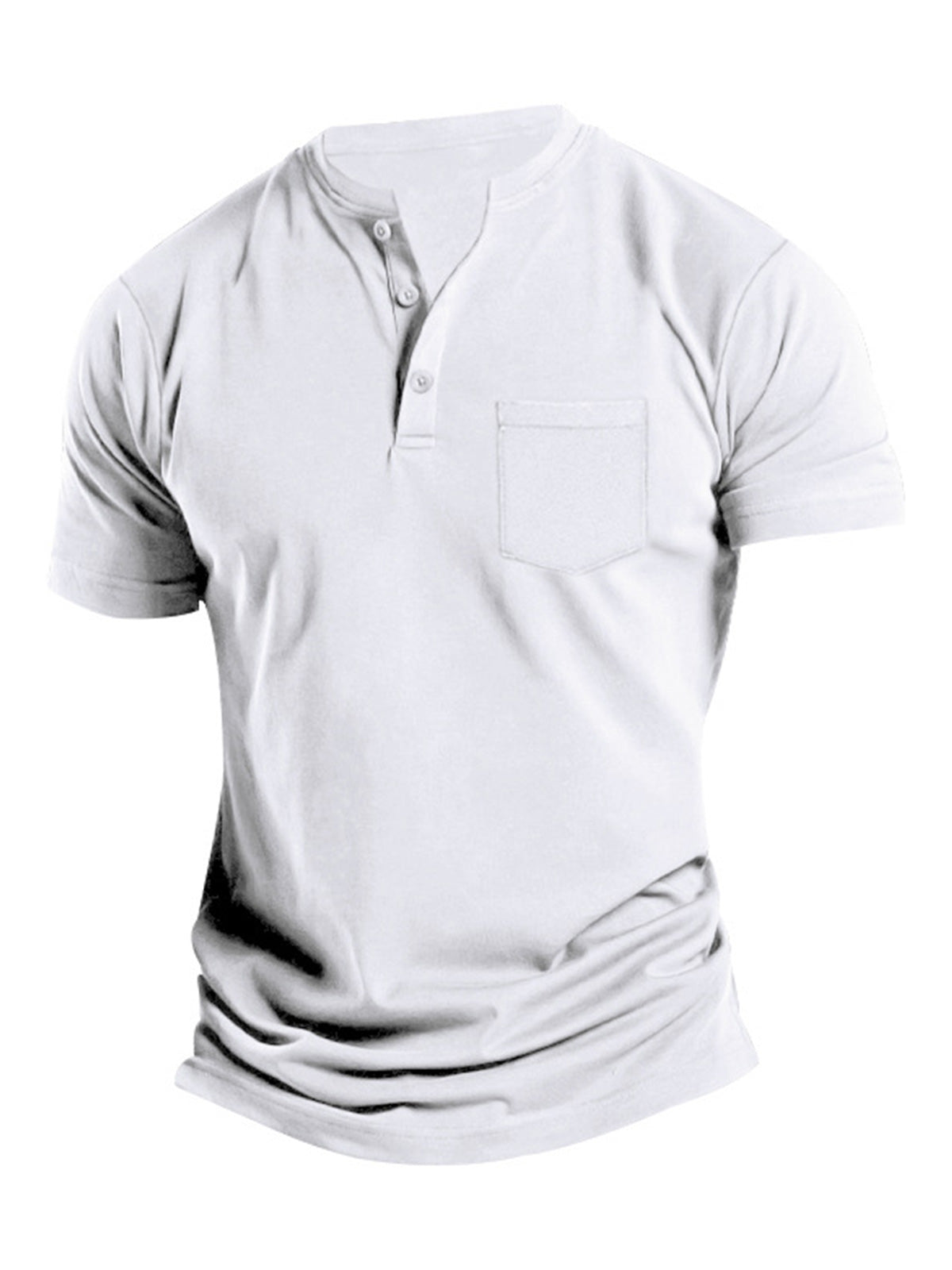 Men's Summer Solid Color Pocket Casual Short Sleeve POLO Shirt