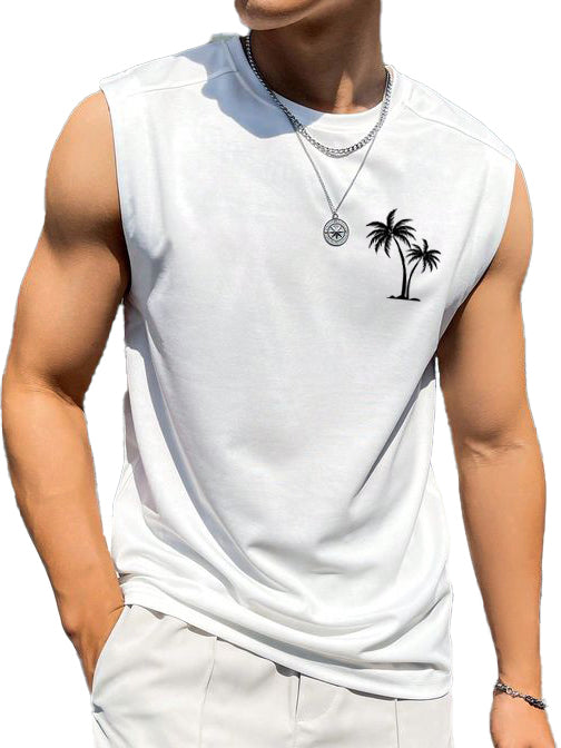 Hawaiian Beach Casual Coconut Print Sleeveless Vest