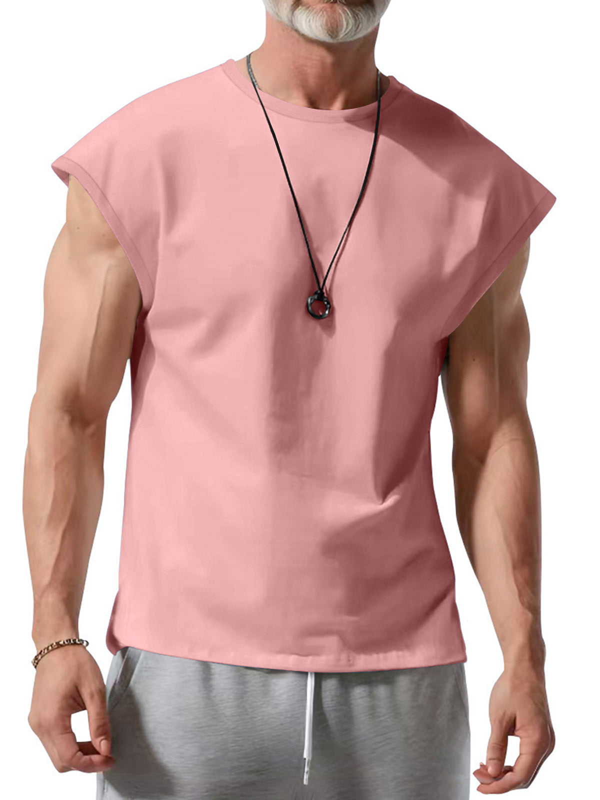 Men's Summer Round Neck Pure Cotton Casual Solid Color Sleeveless Vest