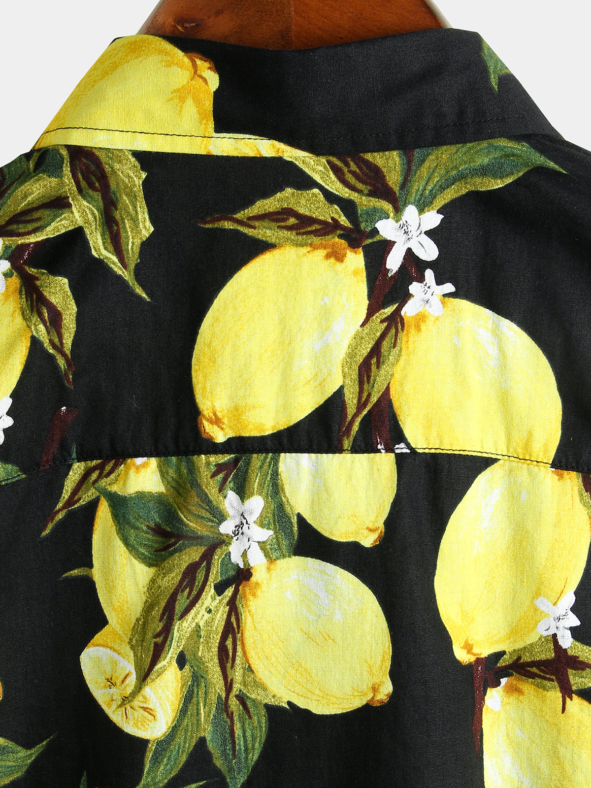 Men's Tropical Yellow Lemon Print Hawaiian Short Sleeve Shirt