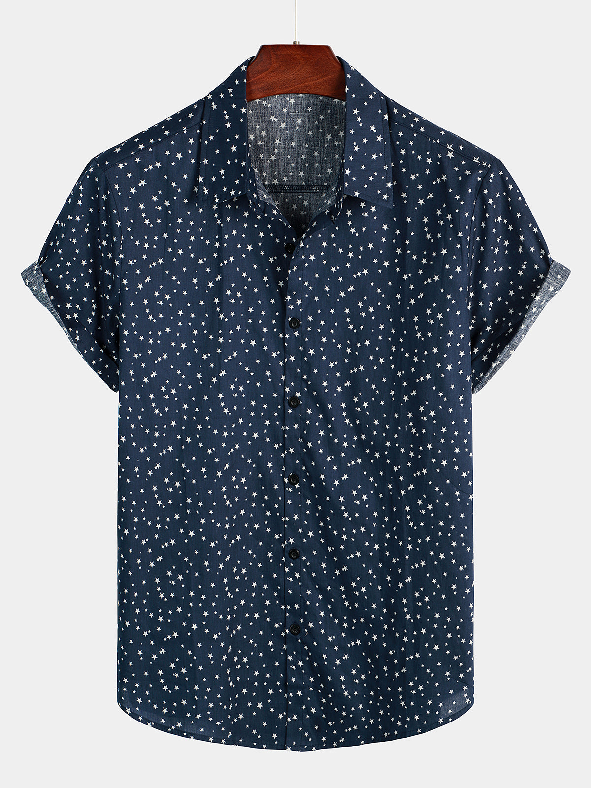 Men's Casual Cotton Print Short Sleeve Shirt