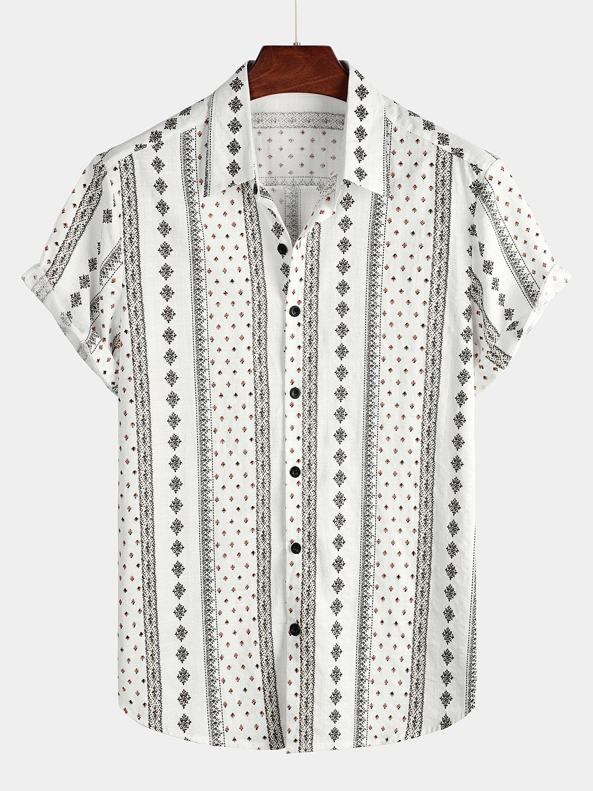 Men's Retro Cotton Button Up 70s Short Sleeve Shirt