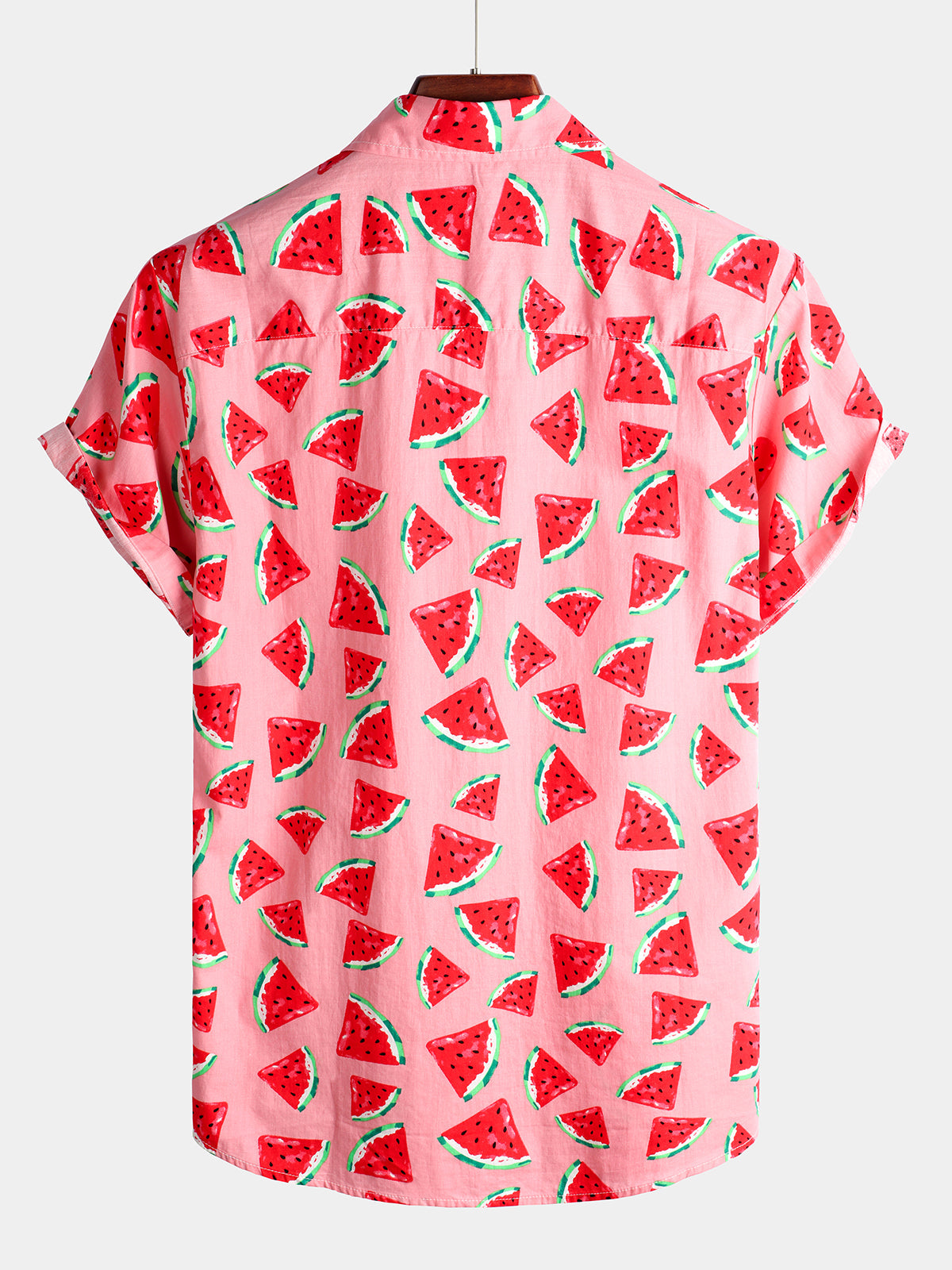 Men's Watermelon Tropical Hawaii Fruit Print Cotton Shirt