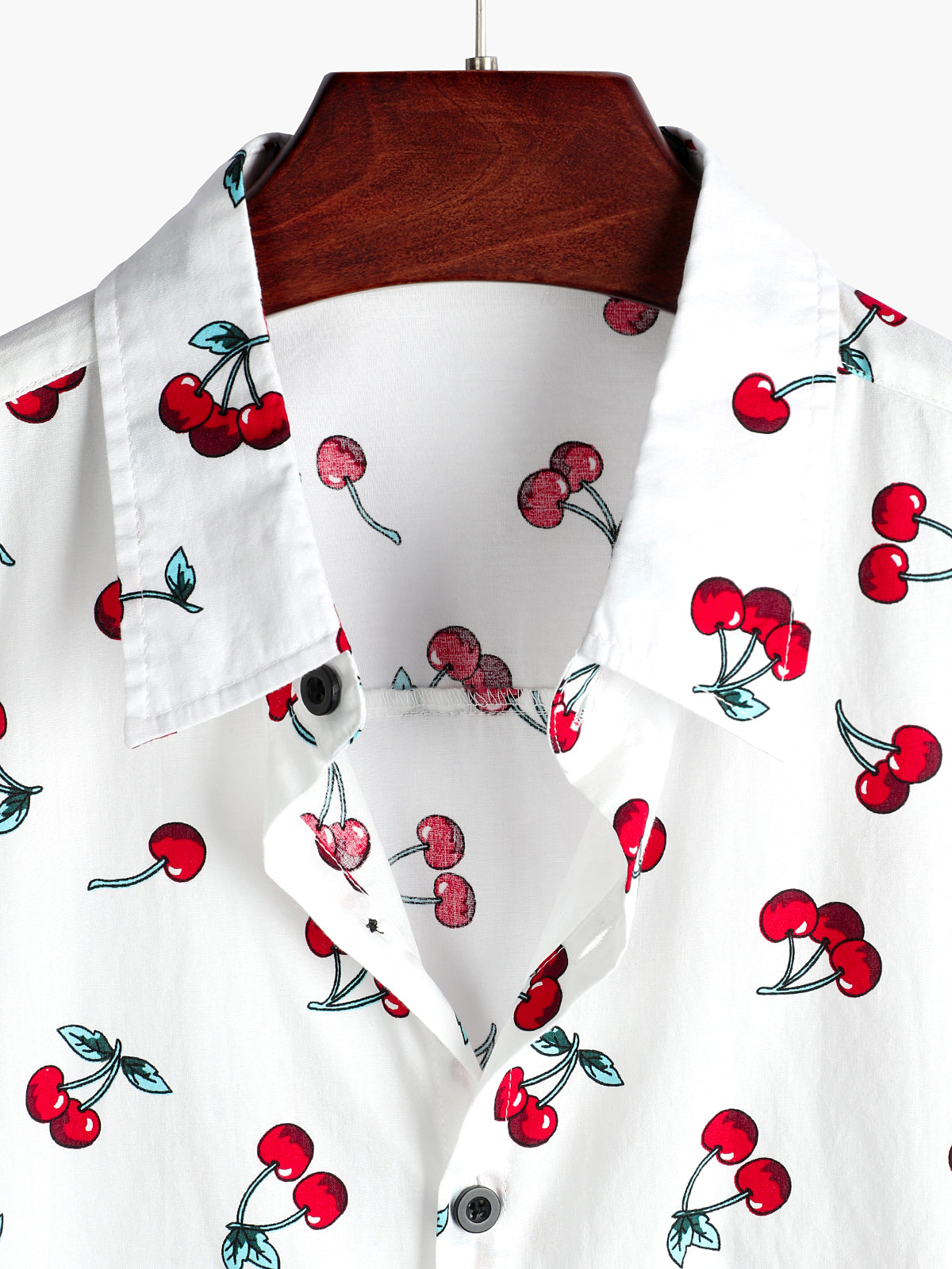 Men's Cherry Print Tropical Hawaiian Cotton Shirt