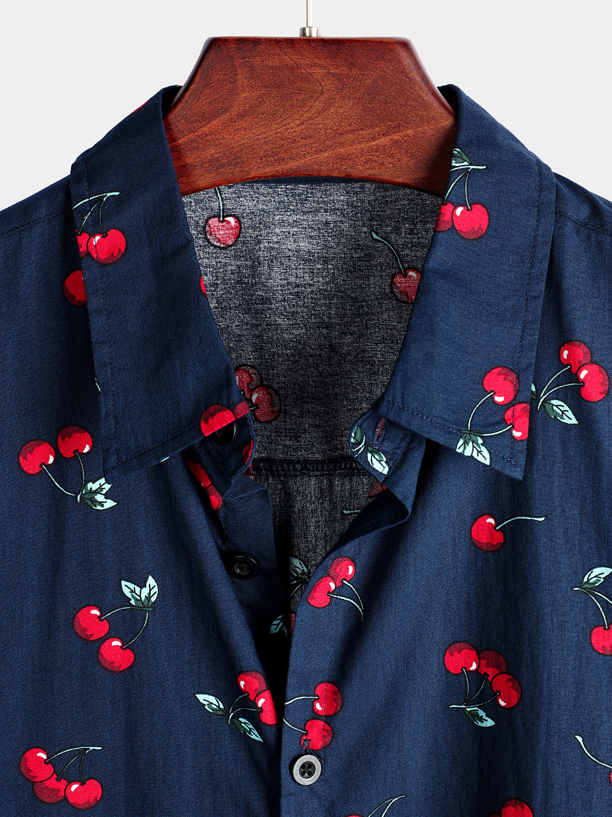 Men's Cherry Print Tropical Hawaiian Cotton Shirt