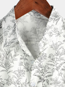 Men's Summer Floral Print Button Hawaiian Shirt