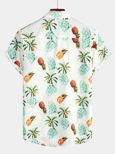 Men's Pineapple Print Short Sleeve Hawaiian Shirt