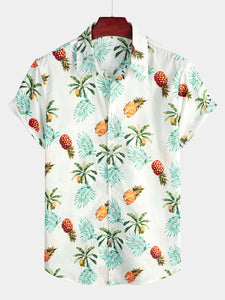 Men's Pineapple Print Short Sleeve Hawaiian Shirt