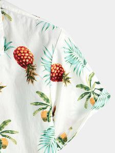 Men's Pineapple Print Short Sleeve Hawaiian Shirt