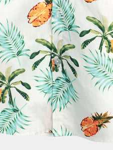 Men's Pineapple Print Short Sleeve Hawaiian Shirt