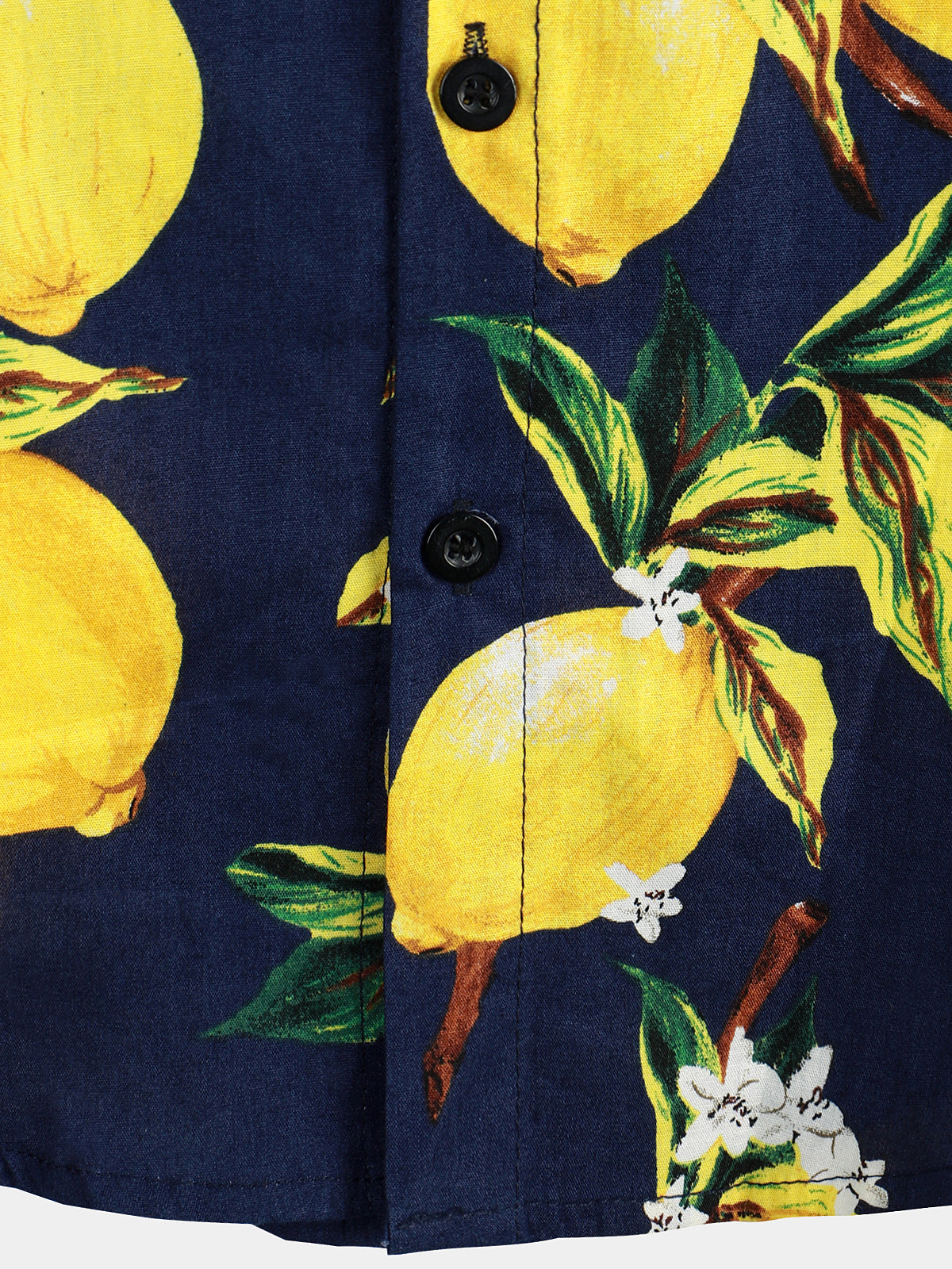 Men's Tropical Yellow Lemon Print Hawaiian Short Sleeve Shirt