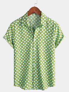 Men's Green Cool Summer Beach Short Sleeve Shirt