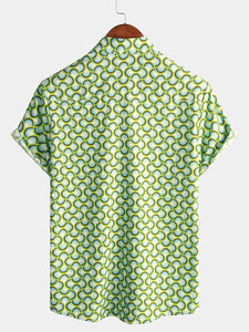 Men's Green Cool Summer Beach Short Sleeve Shirt