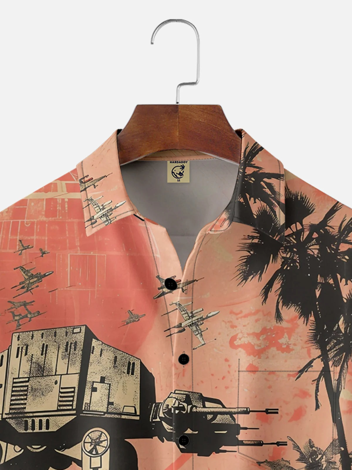 Moisture-wicking Star Robot Chest Pocket Hawaiian Shirt