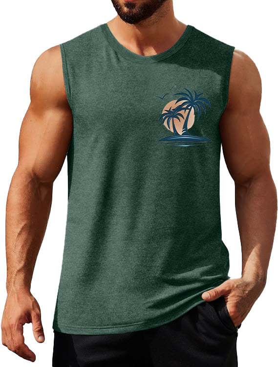 Men's Coconut Sunset Fitness Casual Sleeveless Tank Top