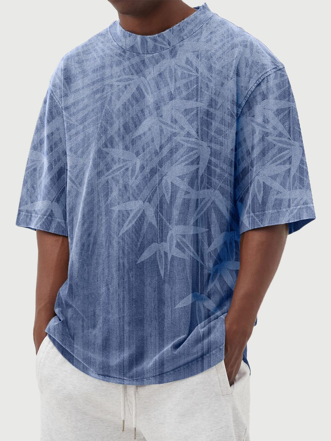 Men's Bamboo Leaf Print Short Sleeve T-Shirt