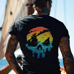 Pirate Skull Island Printed Men's T-shirt