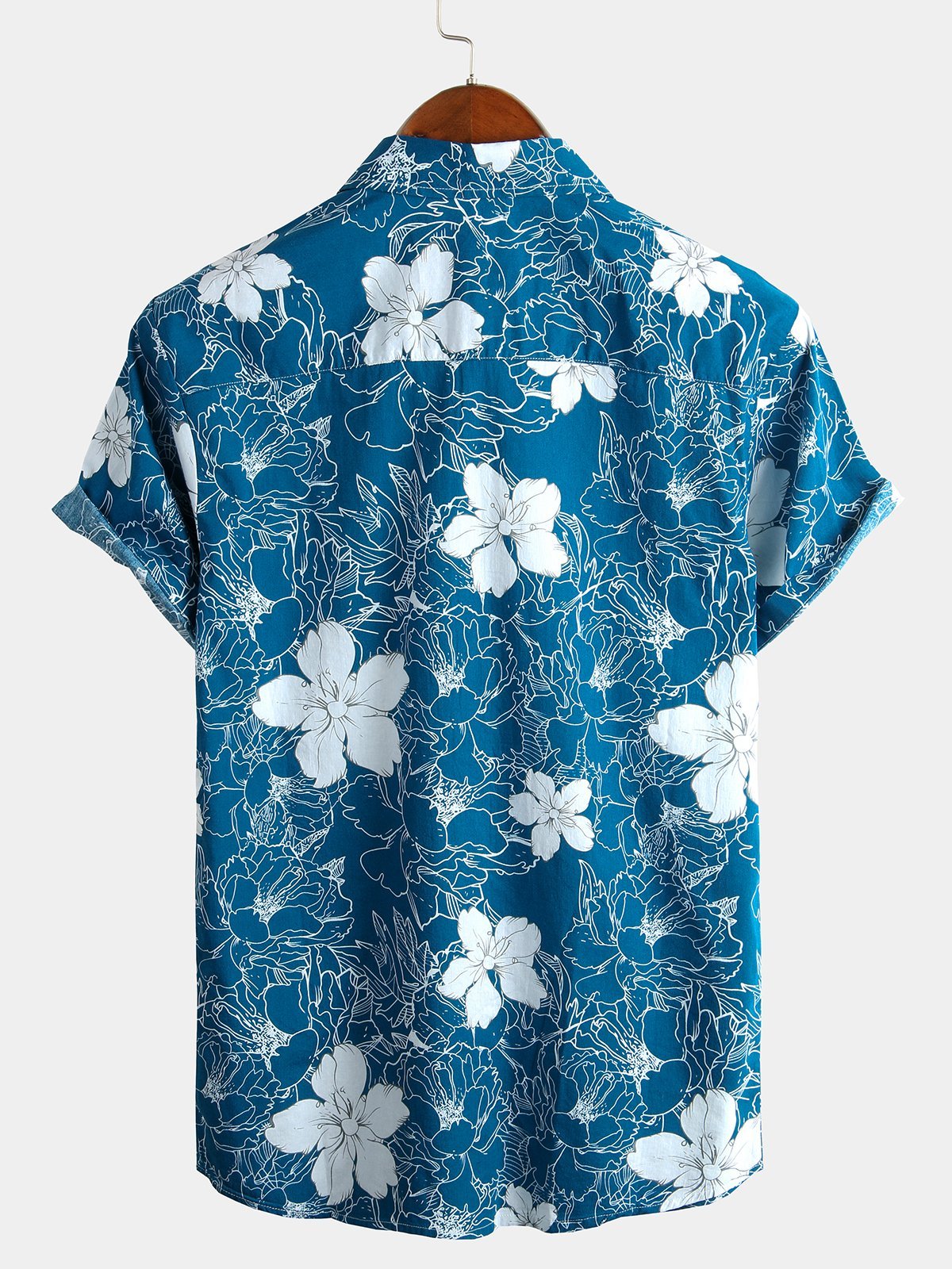 Men's Floral Print Holiday Cotton Shirt