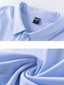 Men's summer double yarn pure cotton lapel short-sleeved POLO shirt