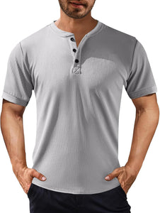 Men's Short-sleeved Solid Color Stand Collar Casual Polo Shirt-Tomanvery