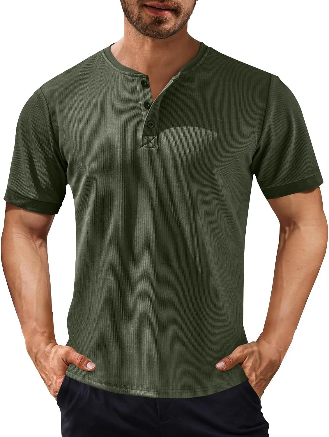 Men's Short-sleeved Solid Color Stand Collar Casual Polo Shirt-Tomanvery