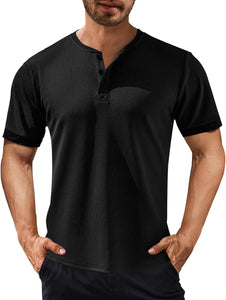 Men's Short-sleeved Solid Color Stand Collar Casual Polo Shirt-Tomanvery