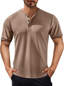 Men's Short-sleeved Solid Color Stand Collar Casual Polo Shirt-Tomanvery