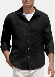 Men's Comfort Solid Color Waffle Everyday Long Sleeve Shirt