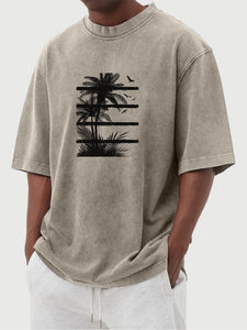 Men's Hawaiian Coconut Tree Print Short-sleeved T-shirt