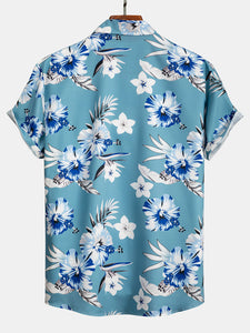 Tropical Floral Print Button Up Shirt