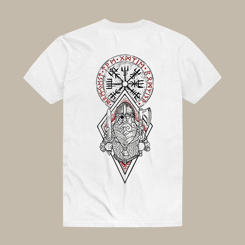 Viking Warrior Odin Rune Printed Men's T-shirt