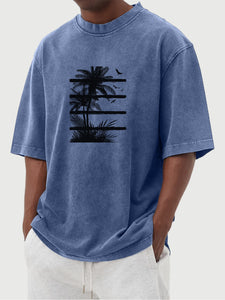 Men's Hawaiian Coconut Tree Print Short-sleeved T-shirt